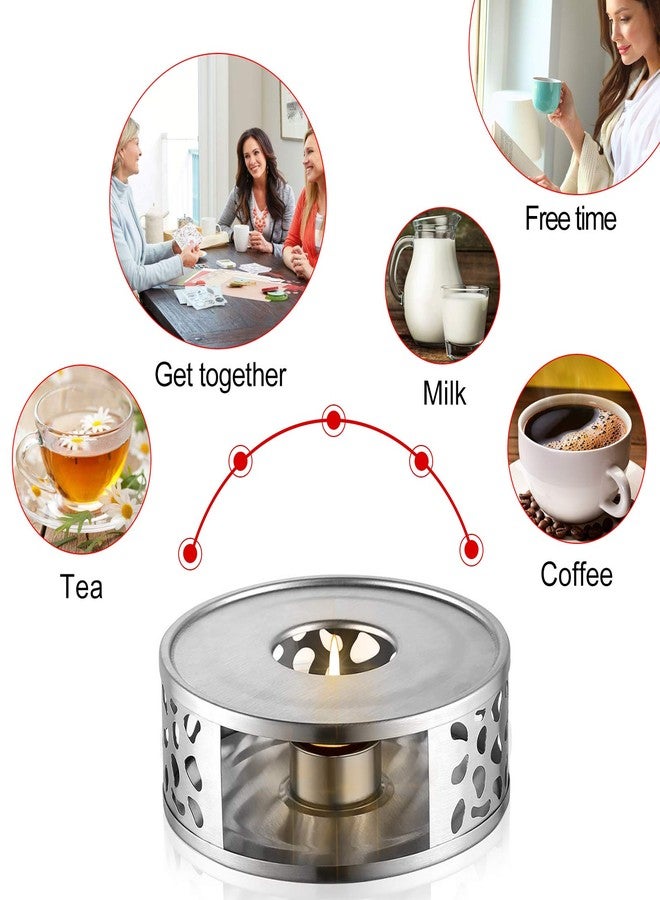 FOXNSK Teapot Warmer with Hollow Frame Design Candle Holder Stainless Steel Coffee Warmer Base for Glass Teapot and Other Heatproof Dish Warming Use - Image 3