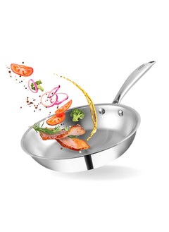 VINOD Vinod Platinum Triply Stainless Steel Frypan 22 cm | 2.5 mm Thick | Steel Pan | Scratch Resistant, Non Toxic | 5 Year Warranty | Induction & Gas Friendly, Heavy Bottom  - Image 1