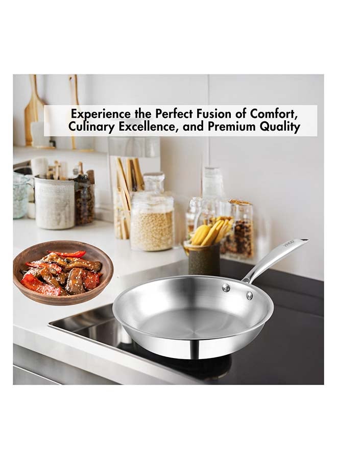 VINOD Vinod Platinum Triply Stainless Steel Frypan 22 cm | 2.5 mm Thick | Steel Pan | Scratch Resistant, Non Toxic | 5 Year Warranty | Induction & Gas Friendly, Heavy Bottom  - Image 2