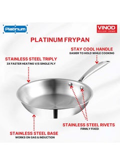 VINOD Vinod Platinum Triply Stainless Steel Frypan 22 cm | 2.5 mm Thick | Steel Pan | Scratch Resistant, Non Toxic | 5 Year Warranty | Induction & Gas Friendly, Heavy Bottom  - Image 5