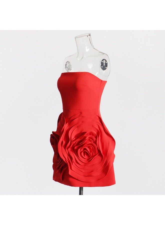 Madam Uniq Rose Appliqué Dress - Image 4