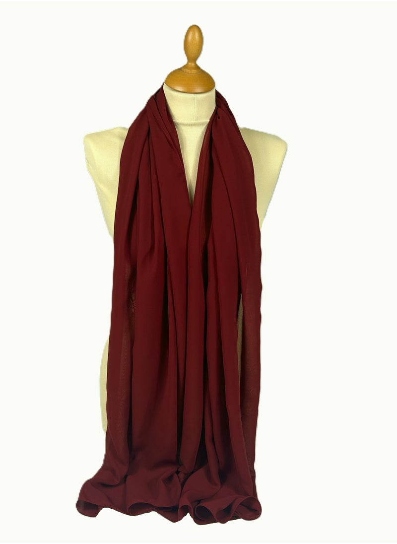 Perfectory - PERFECTORY Women Lightweight Solid Chiffon Hijab Shawl Soft Premium Abaya Shawl Wrap Scarves, Long Bridal Hijab Scarf- Vine Red - Image 1