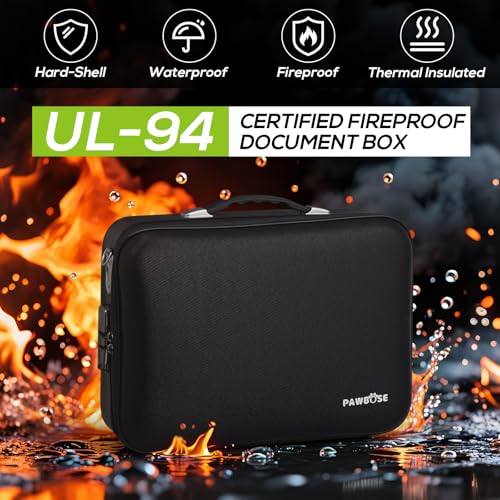 PAWBOSE Fireproof Document Home Safe with Combination Lock, 16x12x5 inch Fireproof Water-Resistant Hard Case Box for Important Documents Certificates Passports Cash - Image 3