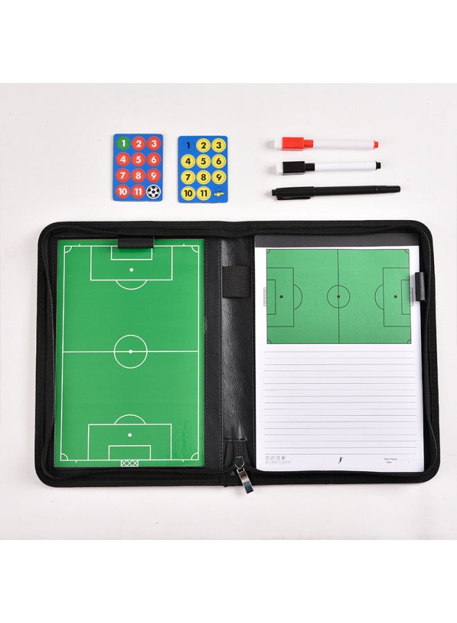 Generic Portable Football Zipper Tactical Board With Magnetic Chessmen Sand Tactical Magnetic Tactical Bag Referee Supplies Coach Bag-Specifications:High-grade Zipper With Notebook (magnetic Sheet) - Image 1