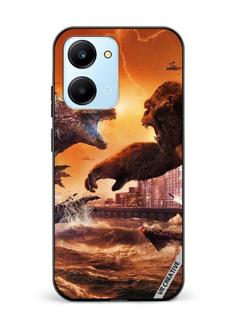 Protective Case Cover For Honor Play7T Godzilla Vs Kong Design Multicolour