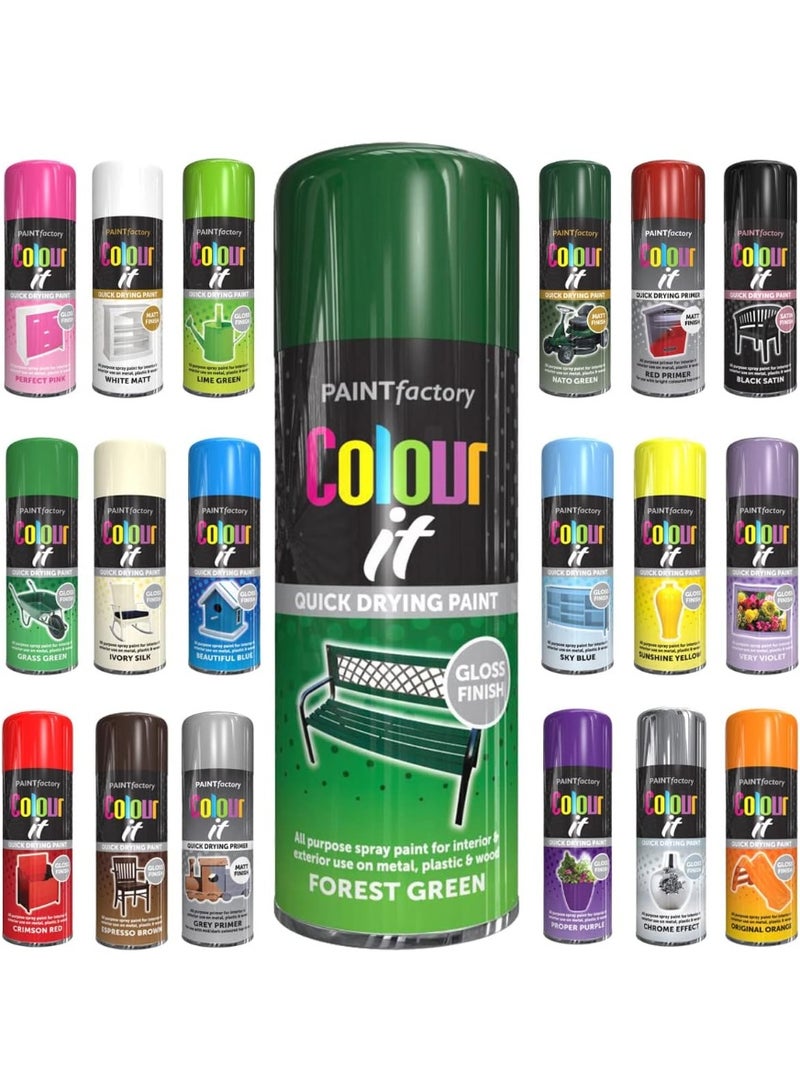 مصنع الطلاء دهان بخاخ لامع أخضر غامق من باينت فاكتوري ٤٠٠مل - يجف بسرعة عالي الأداء، مناسب للاستخدام الداخلي والخارجي، للاستعمال على المعدن والبلاستيك والخشب. - Image 2