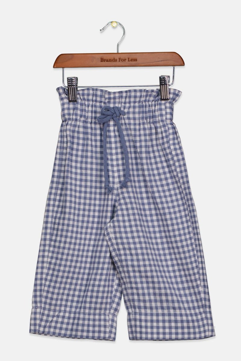 Tchibo Toddler Girl Gingham Drawstring Pants, Blue - Image 1