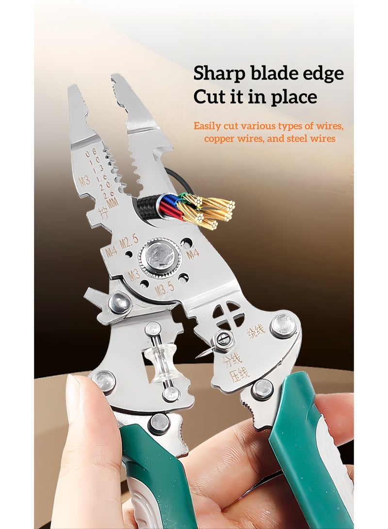 Convenient handheld Wire stripping pliers, wire splitting, winding, wire breaking, wire stripping, electrician, wire pressing pliers, stainless steel folding pliers, tools, wire breaking plierssmall fan - Image 4