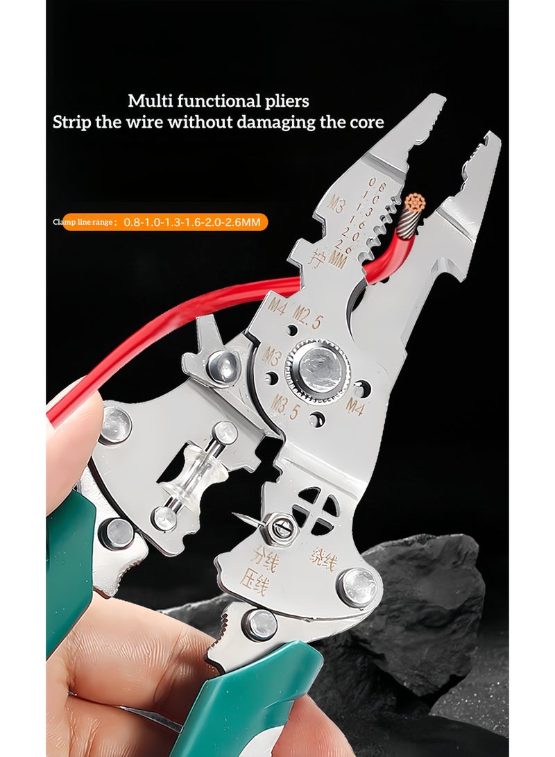 Convenient handheld Wire stripping pliers, wire splitting, winding, wire breaking, wire stripping, electrician, wire pressing pliers, stainless steel folding pliers, tools, wire breaking plierssmall fan - Image 2