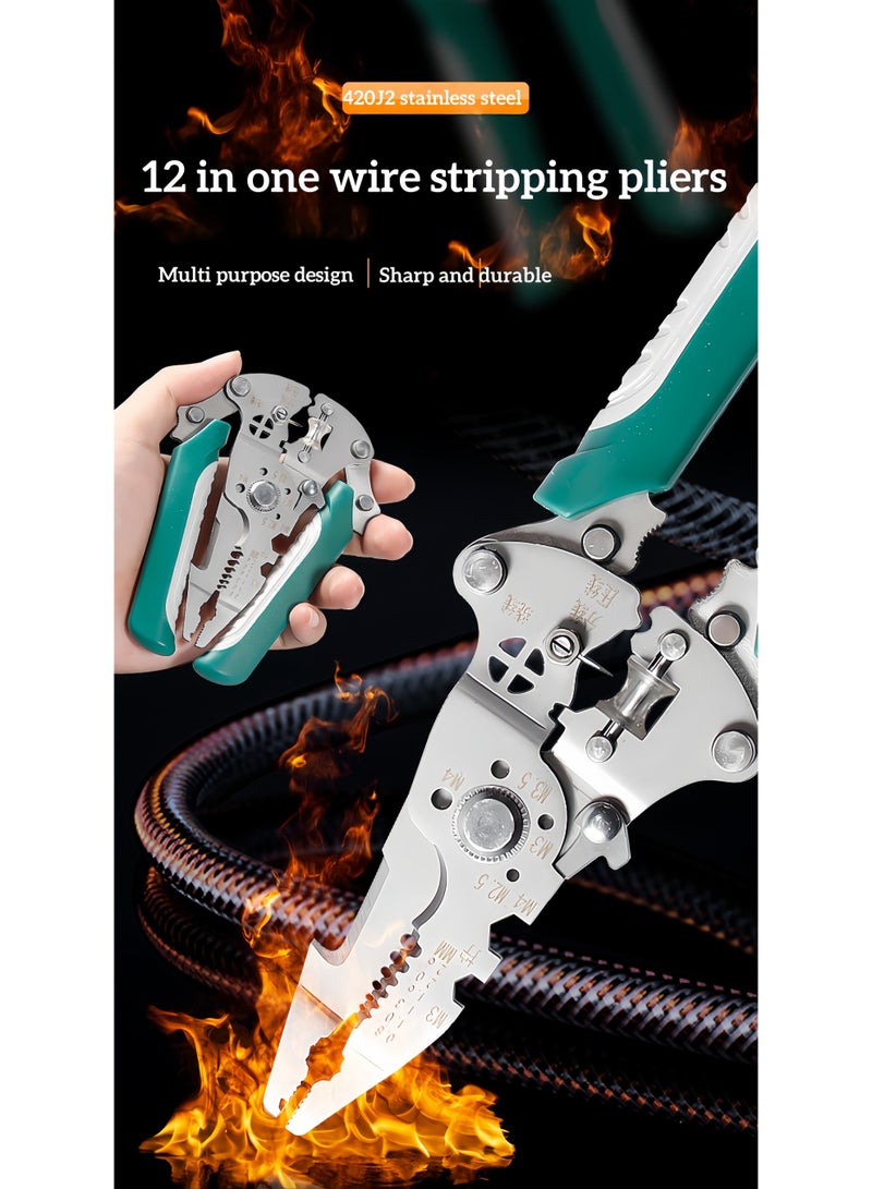 Convenient handheld Wire stripping pliers, wire splitting, winding, wire breaking, wire stripping, electrician, wire pressing pliers, stainless steel folding pliers, tools, wire breaking plierssmall fan - Image 1