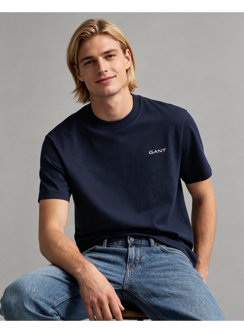 GANT Unisex Short Sleeve Casual T‑Shirt, Basic Daily Outfit Loose Fit Top For Men And Women, Navy Blue - Image 4