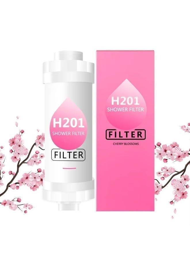 Vitamin C Shower Filter, Aromatherapy Shower Head Filter & Hard Water Softener, Removes Chlorine, Fluoride & Impurities for Healthy Skin & Hair。Easy Install(Cherry blossoms) - Image 2