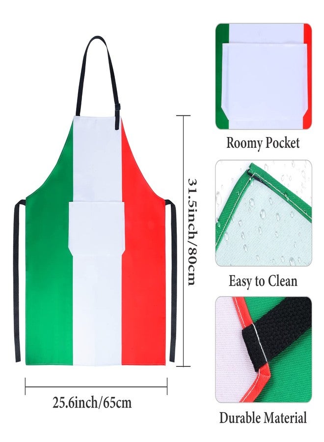 Keymall Italian Chef Costume Chef Hat and Apron for Women Italian Flag Bib Apron Baking Fabric Cooking Apron for Home Kitchen (Set A) - Image 3