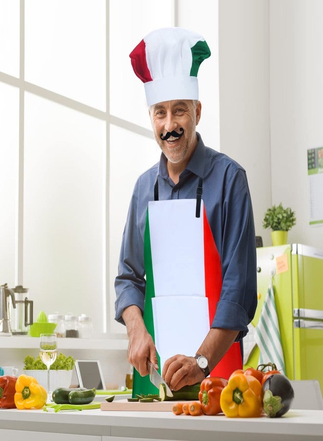 Keymall Italian Chef Costume Chef Hat and Apron for Women Italian Flag Bib Apron Baking Fabric Cooking Apron for Home Kitchen (Set A) - Image 5