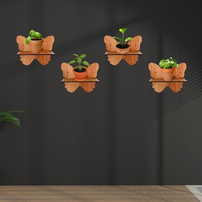 OFC ERA OFC ERA Wooden Decor Frames For Decorating Wall Living Room Decoration Marriage Gifts Items Home Scenery Shelves Housewarming Showcase Set Of 4 BUTTERFLY - Image 4