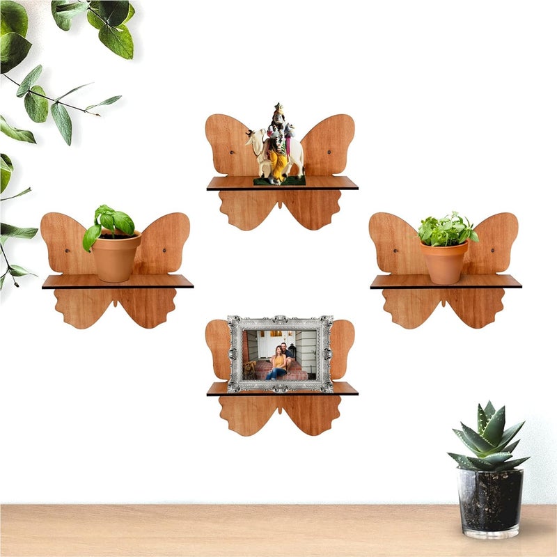 OFC ERA OFC ERA Wooden Decor Frames For Decorating Wall Living Room Decoration Marriage Gifts Items Home Scenery Shelves Housewarming Showcase Set Of 4 BUTTERFLY - Image 3
