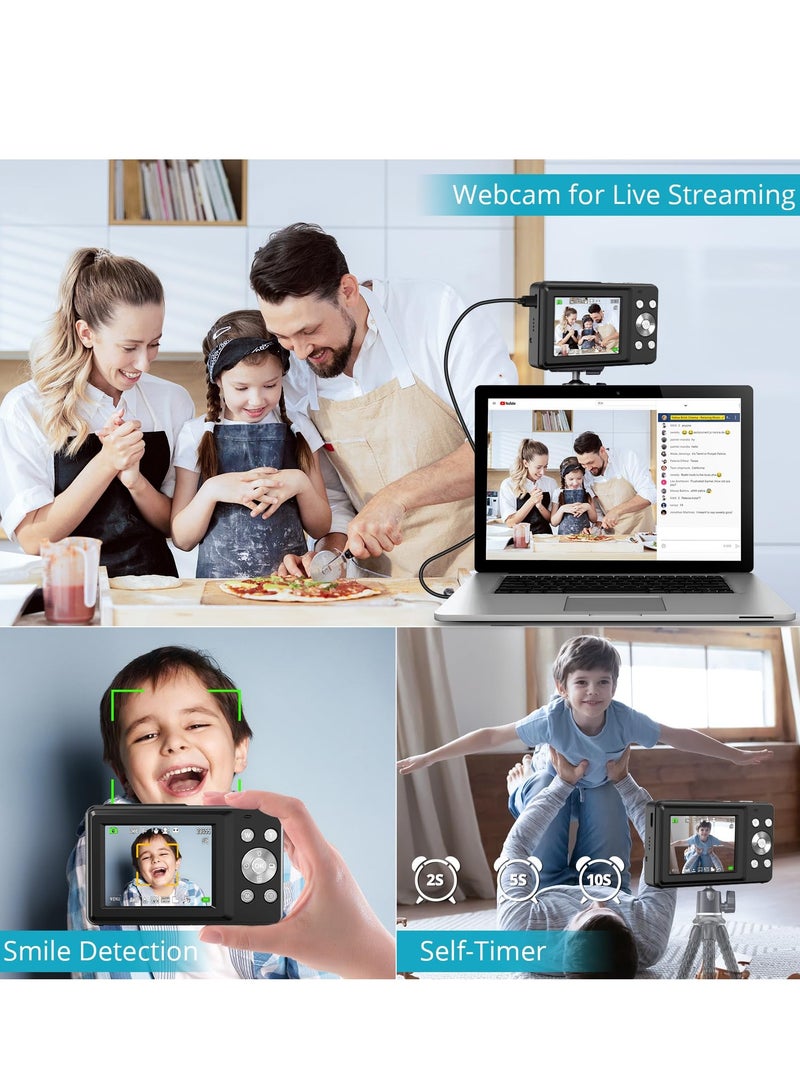 Kids Digital Camera 1080P 44MP Digital Cameras for Photography, Digital Point and Shoot Camera for Kids with 16X Zoom, Fill Light, Anti-Shake, Compact Small Travel Camera for Boys Girls Teens Gift - Image 4