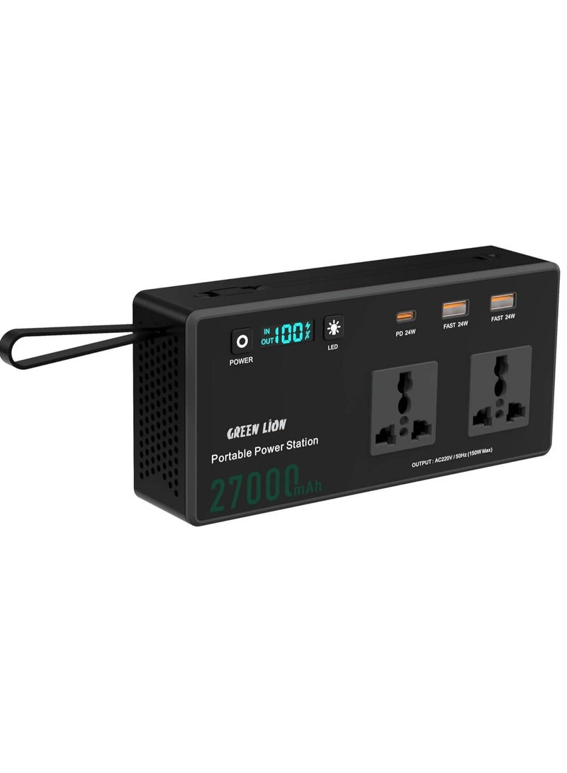 Green Lion Volt Mate Power Station 27000mAh, 60W, 2 AC Ports, 2 USB-A/USB-C Ports, USB-C Cable, Dual-Mode Flashlight, 75 Lumens Brightness, Multi-Device Power Station, Cooling Fan - Image 2