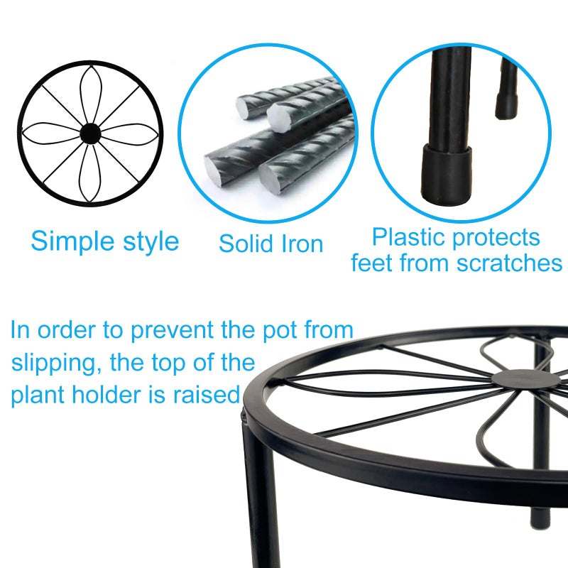 HENABLE 5 Packs Metal Plant Stand Indoor, Outdoor Black Plant Stand for Multiple Plant, Rustproof Iron Round Heavy Duty Flower Pot Stand, Plant Shelf for Planter Garden Home - Image 4