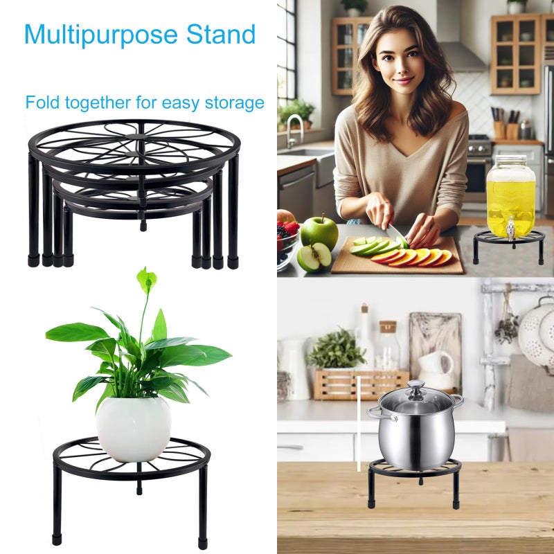 HENABLE 5 Packs Metal Plant Stand Indoor, Outdoor Black Plant Stand for Multiple Plant, Rustproof Iron Round Heavy Duty Flower Pot Stand, Plant Shelf for Planter Garden Home - Image 5