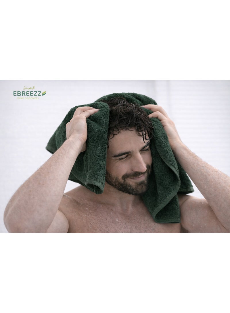 إبريز طقم حمام قطني مخملي | روب ومناشف ونعال | الأخضر الداكن | إبريز | 420 جرام - Image 3