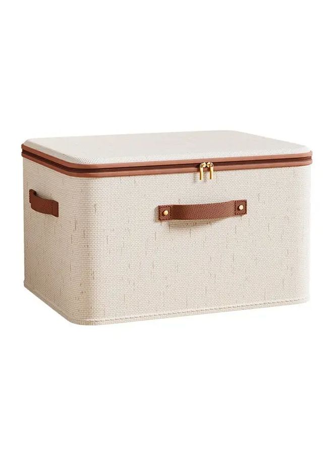 Large Foldable Storage Box Beige Waterproof Polyester Fabric Moisture Proof Space Saving Household Organizer - Image 3