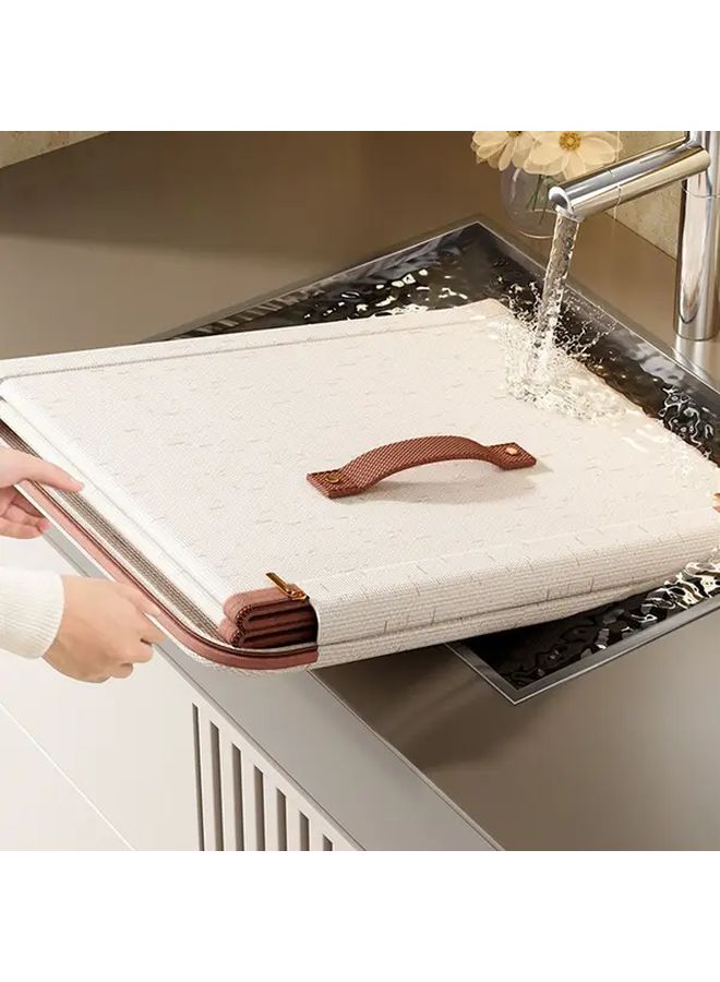 Large Foldable Storage Box Beige Waterproof Polyester Fabric Moisture Proof Space Saving Household Organizer - Image 5