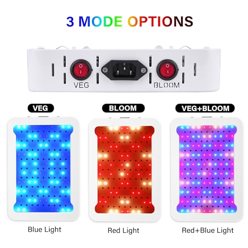 Beelux 1000w LED Grow Light for Indoor Plants Full Spectrum, Upgrade Dual Chips and Dual Switch Plant Grow Lights for Seed Starting Veg and Flower Greenhouse (Actual Power 100W=1000W HPS) - Image 4