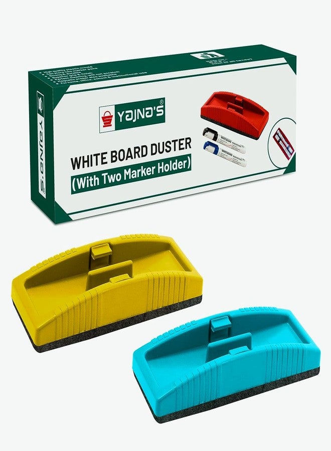 YAJNAS Magnetic Whiteboard Duster, White Board Duster | Whiteboard Eraser for Erasing White Board Marker or Chalk Board Writing - Assorted Colours - Colour May Vary (Magnetic Duster, Pack of 2) - Image 1