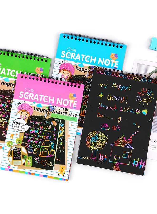 Sillyme 4pc Magical Scratch Book for Kids - Return Gifts Birthday Party for Kids - Best Birthday Return Gifts for Kids in Bulk - Magic Drawing Set Painting Activity Book Doodle Books - Scratch Note Book (4) - Image 5