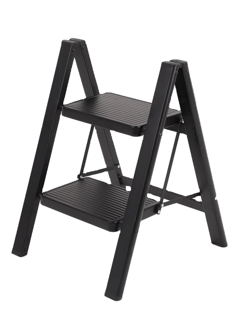 ROBUSTLINE Robustline Home Purpose Ladder - 2 Steps Foldable Step Ladder with Rubber Handgrip and Non-Slip Treads, 150 kgs Weight Capacity- White  - Image 1