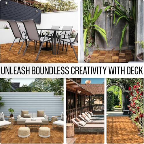 yorten Wood Flooring Natural Solid Deck Tiles Wood Flooring Interlocking Parquet Flooring for Balcony Bathroom Backyard Indoor and Outdoor Garden Balcony Poolside 12 x 12 Inch (10) - Image 4