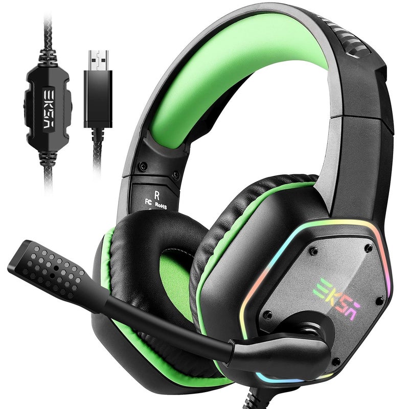 EKSA E1000 Gaming Headset, Computer Headphones with Noise Canceling Mic & RGB Light, Compatible with PC, PS4, PS5, Laptop - Image 1