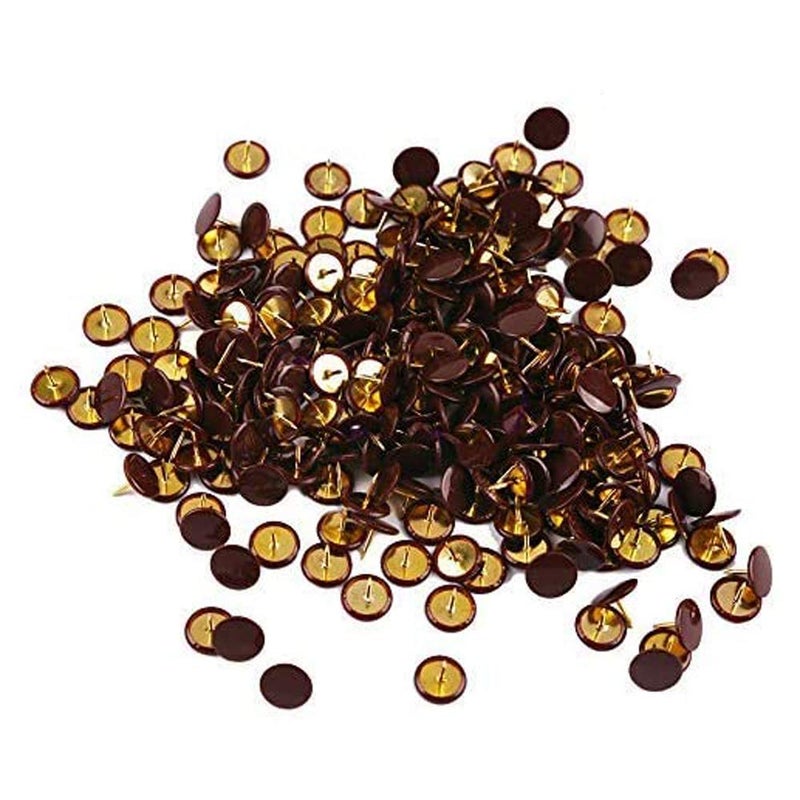 Ornerx Flat Push Pins Decorative Thumbtacks for Cork Brown 200 Count