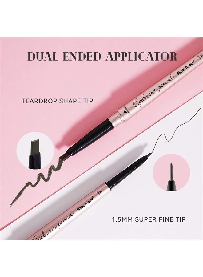 Music Flower Double Ended Eyebrow Pencil, Waterproof Natural Brow Enhancing Pen, Long lasting Eye Makeup, Pack of 1, Khaki Brown - Image 2
