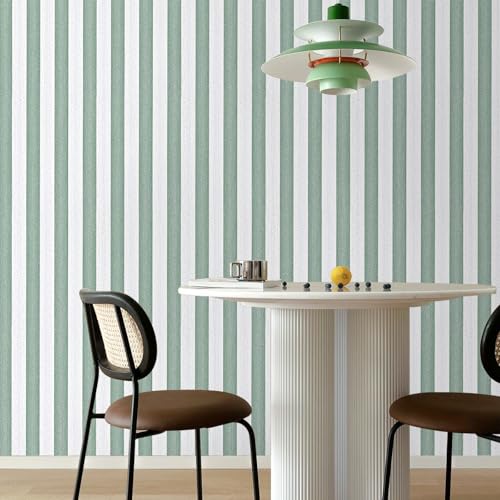 Biyoee Green Stripe Peel and Stick Wallpaper 15.7" x 118" Green and White Self-Adhesive Wallpaper Removable Waterproof Contact Paper for Cabinets,Bedroom,Nursery,Accent Wall - Image 4