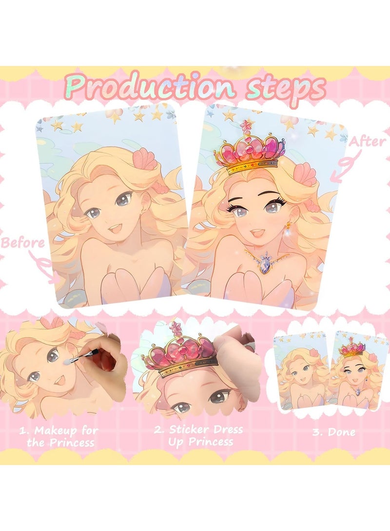 Mr. Penda Paper Makeup DIY Girls Toy Kit, Paper Craft Kits, Art Craft Activity with Diamond Painting and Princess Dress Up Set, Ideal Birthday Party Gift for Girls Ages 3 4 5 6 7 8 9+ Year Old (Princess & Mermaid) - Image 4