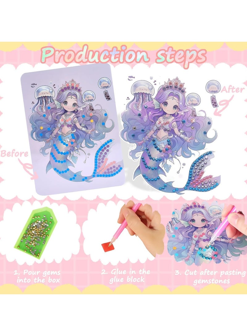 Mr. Penda Paper Makeup DIY Girls Toy Kit, Paper Craft Kits, Art Craft Activity with Diamond Painting and Princess Dress Up Set, Ideal Birthday Party Gift for Girls Ages 3 4 5 6 7 8 9+ Year Old (Princess & Mermaid) - Image 3