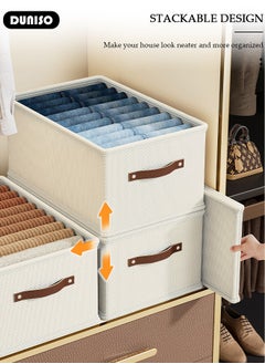 DUNISO 3 Pieces Foldable Closet Storage Organizer, Washable Closet Storage Boxes with Carrying Handles, Stackable Wardrobe Clothes Organizer, Closet Storage Basket, Cube Storage Bin for Clothes Wardrobe Home Bedroom Office  - Image 2