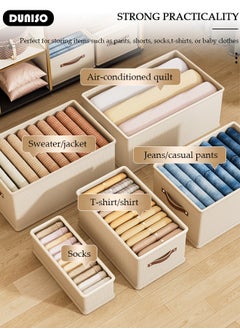 DUNISO 3 Pieces Foldable Closet Storage Organizer, Washable Closet Storage Boxes with Carrying Handles, Stackable Wardrobe Clothes Organizer, Closet Storage Basket, Cube Storage Bin for Clothes Wardrobe Home Bedroom Office  - Image 3