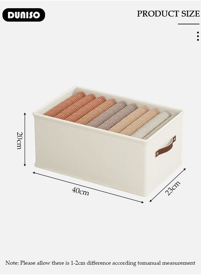 DUNISO 3 Pieces Foldable Closet Storage Organizer, Washable Closet Storage Boxes with Carrying Handles, Stackable Wardrobe Clothes Organizer, Closet Storage Basket, Cube Storage Bin for Clothes Wardrobe Home Bedroom Office  - Image 4