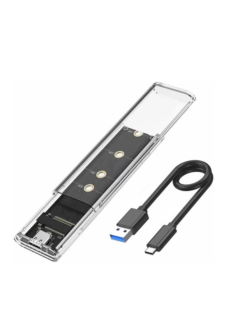 علبة M.2 SSD NVMe إلى USB-C 3.1 الجيل الثاني - علبة خارجية شفافة بدون أدوات مع أضواء LED RGB لمحركات M.2 بمقاسات 2230 2240 2280 - نقل بيانات 10 جيجابت/ثانية