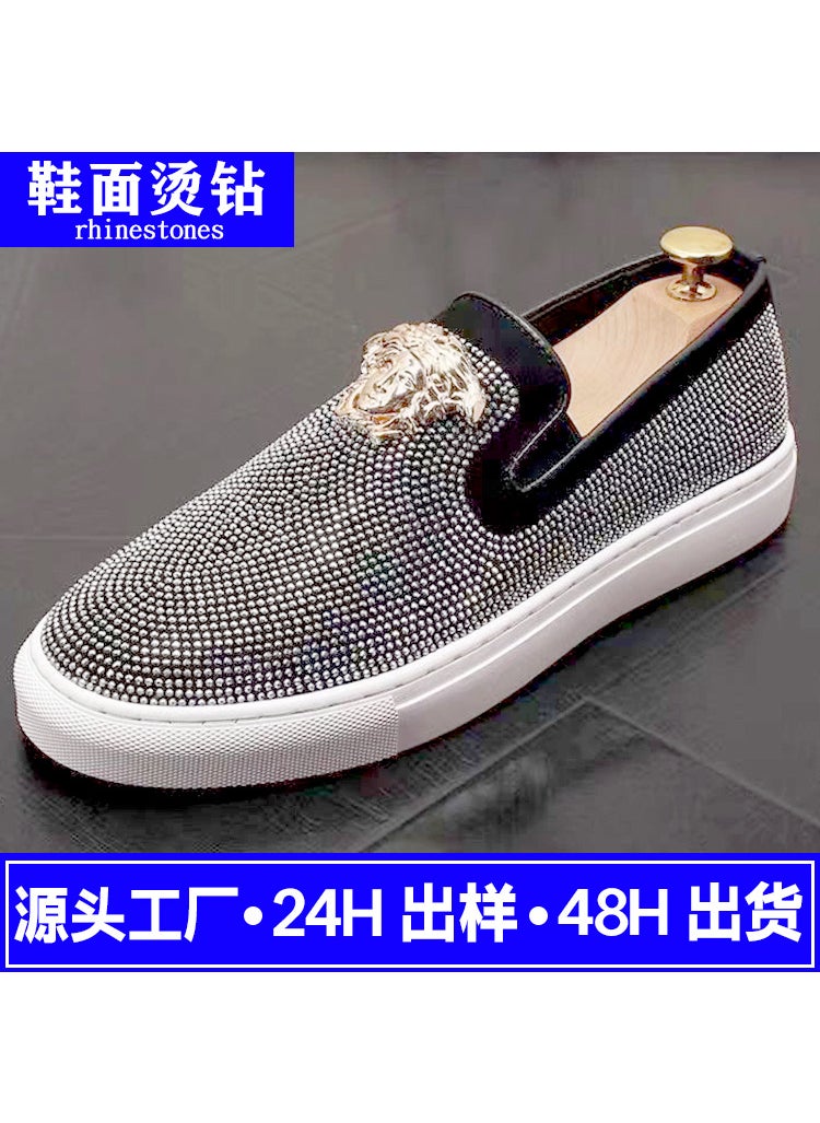 Generic Custom Rhinestone Logo Mens Sneakers Silver 