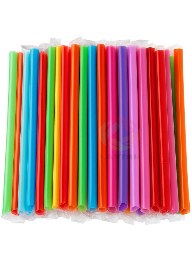 LAVISH 12mm Jumbo Multicolor Straws 25-Pack | 24cm Long, BPA-Free, Individually Wrapped | For Smoothies, Boba, Milkshakes, Juice, Cafes - Image 1