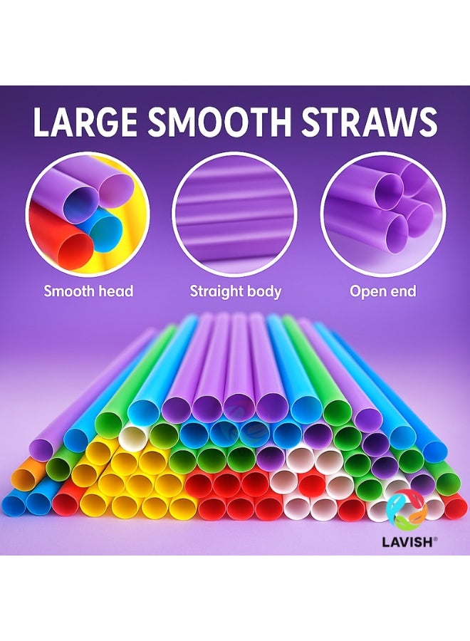 LAVISH 12mm Jumbo Multicolor Straws 25-Pack | 24cm Long, BPA-Free, Individually Wrapped | For Smoothies, Boba, Milkshakes, Juice, Cafes - Image 2
