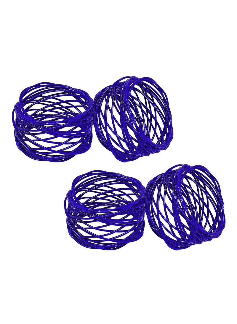 Accessorize Kingdom Handmade Twisted Wire Mesh Napkin Rings Holders Decor Dinner Party Wedding(Blue 4pcs)  - Image 1