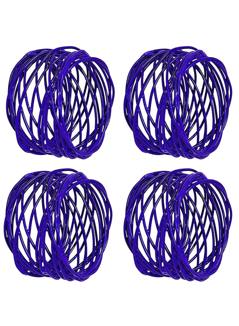 Accessorize Kingdom Handmade Twisted Wire Mesh Napkin Rings Holders Decor Dinner Party Wedding(Blue 4pcs)  - Image 4