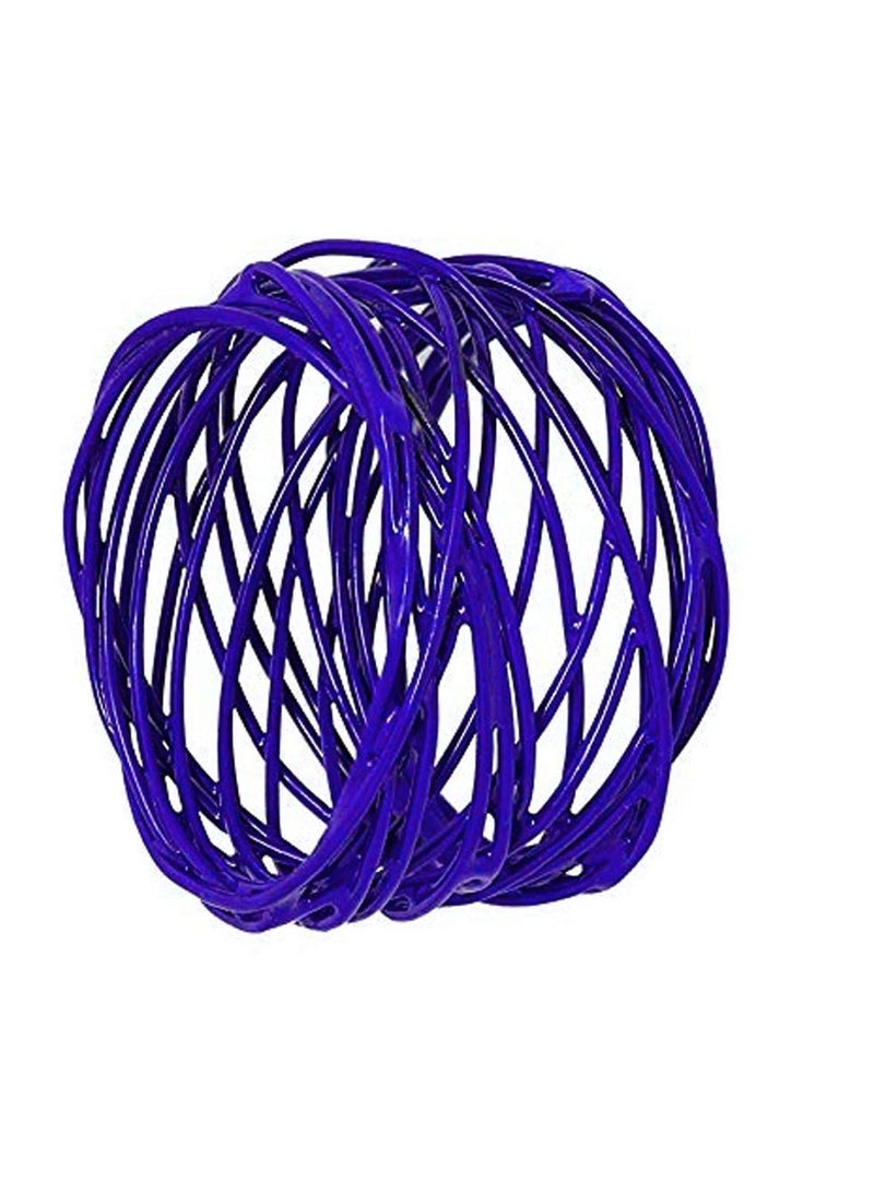 Handmade Twisted Wire Mesh Napkin Rings Holders Decor Dinner Party Wedding(Blue 4pcs)