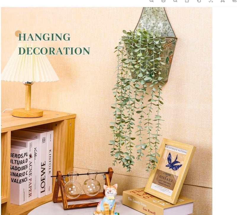 Der Rose 1Pcs Fake Plants Hanging Artificial Potted Faux Eucalyptus Plants for Modern Boho Farmhouse Bathroom Office Desk Wall Book Shelf Living Room Aesthetic Decor Indoor - Image 3