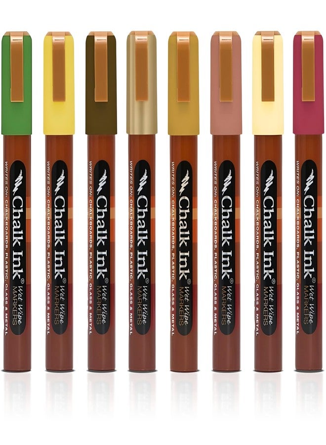 Chalk Ink Chisel Tip Wet Wipe Chalk Markers (Woodland, 6mm, 8 Pack) - Image 1